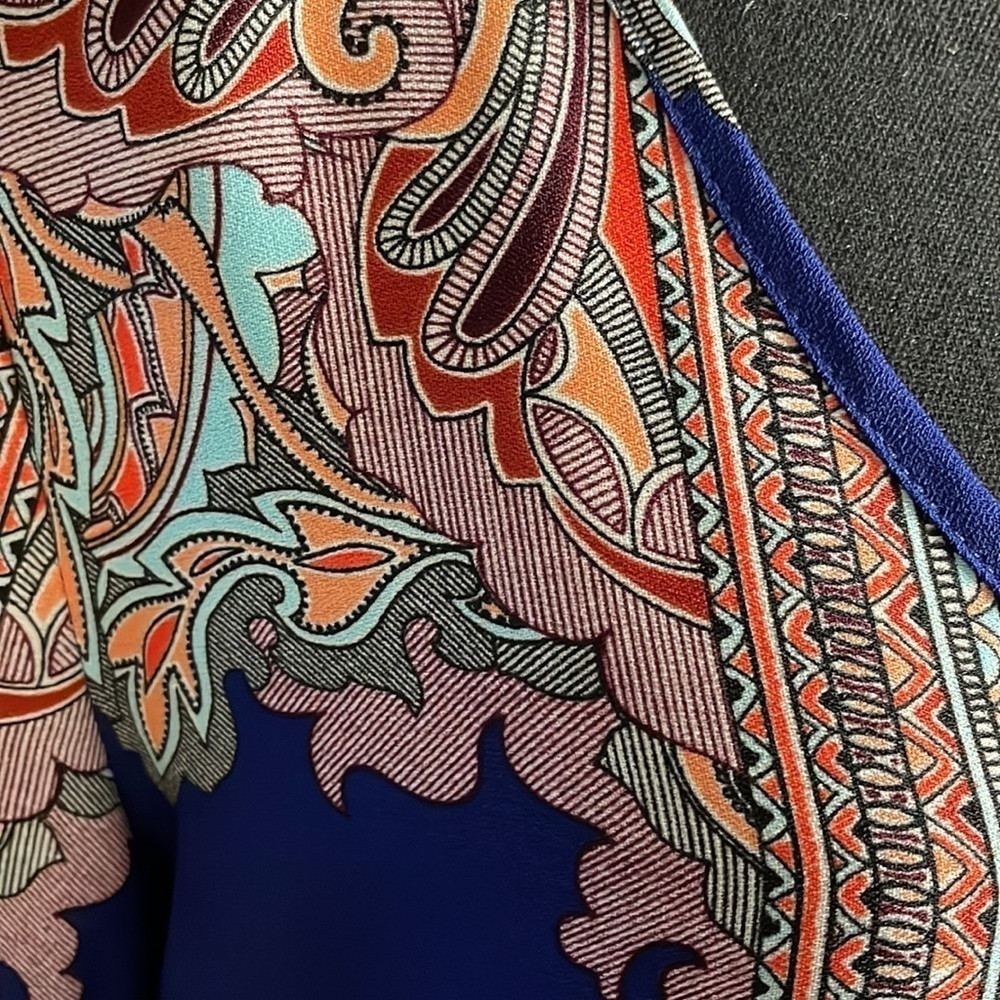 Glam MultiColored Dress Size M Geometric Print Paisley Motifs Vibrant Classic - Picture 3 of 13